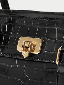 SHECARRY 时尚百搭手提包通勤包，时尚酒红色包包，优雅女士情人节包 - 槍色 - 查看 5