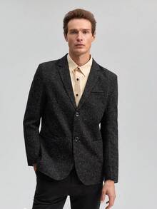 Officeau Men's Fashion Business Pointed Collar Suit Jacket - Black - View 3