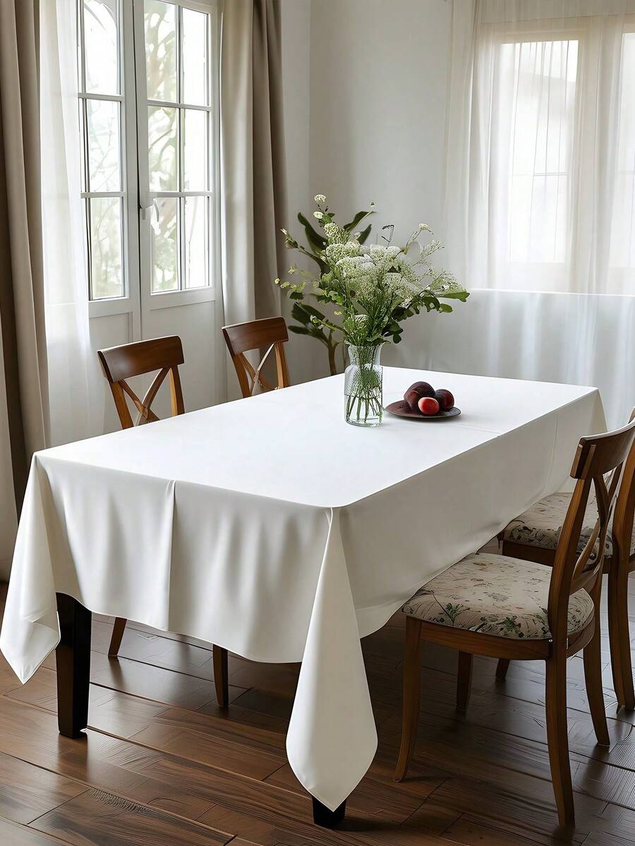 1pc, 59*82.6 Inch White Suitable Rectangular Tablecloth Table Cover, Polyester Polyester Washable Trade Show Table Cover For Rectangular Folding Table, Craft Fair, Display, Party, Wedding Reception, Wedding, Event, Party, Ceremony ,Halloween,Christmas,Buffet,Birthday,Decorative Fabric,Reception,Restaurant,Outdoor Event Camping,Banquet Daily Use