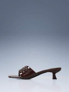 CUCCOO GRLICON 女士高跟凉鞋，Y2K风格，朋克摇滚，机车风，酷女孩风，适合万圣节、圣诞节、派对等场合 - 深棕色 - 查看 3