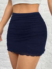 SHEIN EZwear 海军蓝针织网眼女裙 - 藏蓝色 - 查看 7