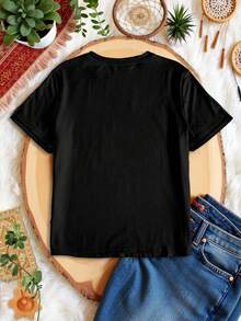 Tween Girls' Casual Cartoon Graphic Short Sleeve Round Neck T-Shirt, Suitable For Summer - Multicolor - View 2
