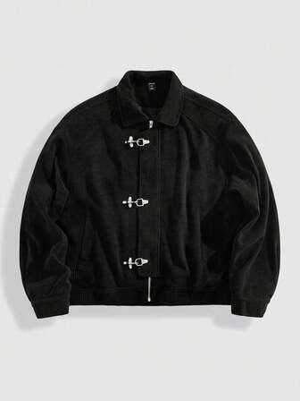 Street Life Herren Cord Raglanärmel Jacke mit Metallknöpfen am Kragen