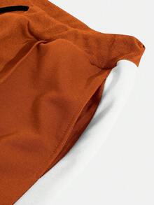 HUEFORM 男士抽绳腰拼接侧缝运动裤 男士阔腿健身裤 男士橙色慢跑裤 男士阔腿运动裤 橙色运动裤 男士阔腿侧条纹健身裤 - 橘色 - 查看 8