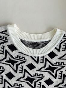 GlowEve 新款通勤法式T恤连衣裙，女士宽松格纹针织毛衣连衣裙，尽显高端气质 - 彩色 - 查看 3