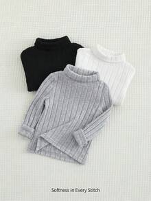 Cozy Pixies Baby Boy Soft Knit Casual Versatile Mandarin Collar Long Sleeve Pullover Top - Multicolor - View 4