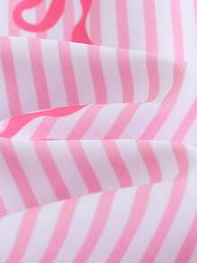 Cozy Pixies 女宝宝夏季度假沙滩拼接条纹蝴蝶结印花拉链半开襟连体泳衣