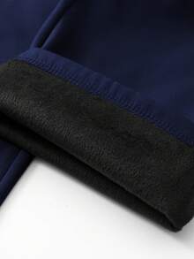 Manfinity Hypemode Pantalones cargo casuales de unicolor con forro térmico para hombres - Azul Marino - Ver 4