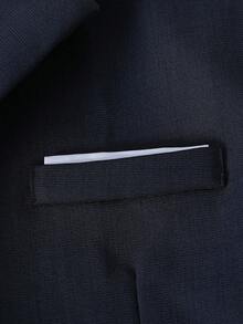 SHEIN 2pcs/Set Teen Boy Gentleman Suit, Slim Fit Blazer Jacket + Trousers, High-Quality Blended Fabric, Elegant, Formal Outfit Suitable For Spring/Summer, Birthday Party, Evening Event, Performance, Hosting, Wedding Season, Valentine's Day, Birthday, Wedding, Graduation - Navy Blue - View 4