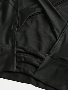Tween Girl Fashion Knit Casual Soft Backless Criss-Cross Thumb Hole Long Sleeve T-Shirt Black Autumn Pilates Active Wear Cut Out Back Crop Top, Tween Girl - Black - View 4