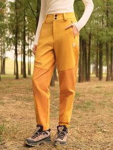 In My Nature Women's Orange Woven Fabric Outdoor Cargo Pants With Pockets Long For Hiking - Orange - View 2