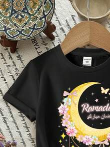 Tween Girls' Casual Cartoon Graphic Short Sleeve Round Neck T-Shirt, Suitable For Summer - Multicolor - View 3