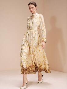 Chiquease Neues bedrucktes Kleid mit Taillengürtel, figurformend, für Herbst/Winter - Verschiedenfarbig - Übersicht 5