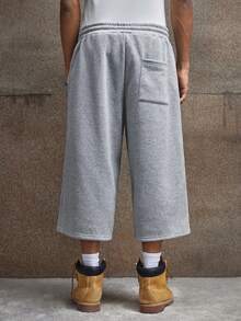 AXEPEAK Men's Casual Versatile Numeric Print Drawstring Waist Shorts - Light Grey - View 2