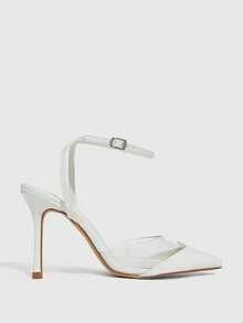 CUCCOO SZL Schwarze Satin-Twill- und Mesh-Patchwork Mode sexy elegante Hochzeitssaison Spitze Zehen Riemen High Heel Pumps