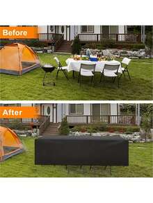 1 pieza Cubierta para muebles de exterior a prueba de agua, lluvia, nieve y viento, resistente a los rayos UV, de tela Oxford para jardín, césped y patio, color negro, con bolsa, organizador y almacenamiento - Negro - Ver 6