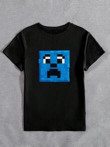 Glimmora 复古 Y2K 可爱 EMO 原宿风女款短袖圆领 T 恤，适合日常休闲穿着 - 黑色 - 查看 4