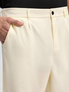 Officeau 男士复古风休闲商务西装裤，春夏款 - 杏色 - 查看 5