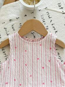 SHEIN LMoss Kids Babygirl Summer Cute Red & White Plaid Ruffle Sleeveless Top And Elastic Waist Loose Pants Set - Multicolor - View 6