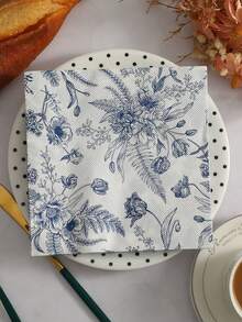 Cirelle 复古花卉图案纸巾 - 20张装，一次性纸巾，适用于早午餐、花园派对和餐桌装饰、婚礼和庆典用品 - 彩色 - 查看 7