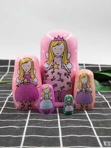 1 Pc Russian-Style Angel Princess Nesting Doll, Five-Layer Nesting Doll, A Birthday Gift Decorations For Girls, Home Decoration, Party Decoration. - Multicolor - View 6