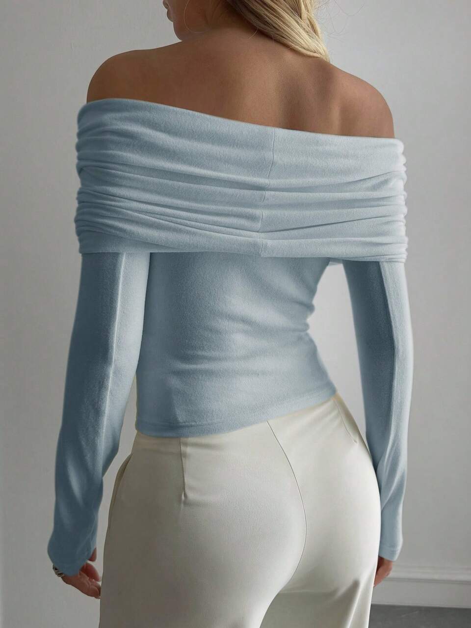 Women's Off-Shoulder Fitted T-Shirt, Autumn/Winter New Arrival