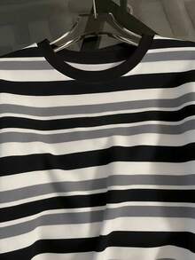 Resyla Women's Casual Striped Print T-Shirt And Shorts 2 Pieces Set, Summer