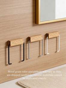 Madebyblanc Minimalist Wall Mounted Toilet Paper Holder, Wooden And Metal Bathroom Tissue Roll Rack - Multicolor - View 2