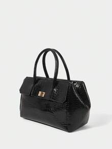 SHECARRY Women's Fashion Versatile Simple Casual Tote Handbag - Gun color - View 2