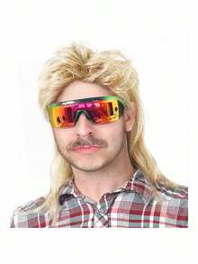 1pc Men Mullet Wigs Brown Curly 70s 80s Retro Cosplay Costume Wig Rocker Disco Party Fancy Show Wigs,Christmas - Multicolor - View 7