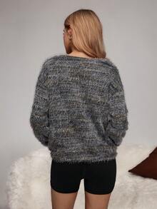 SHEIN Atasan Pakaian Santai Lengan Panjang Minimalis Warna Polos untuk Wanita - Coffee Brown - View 2