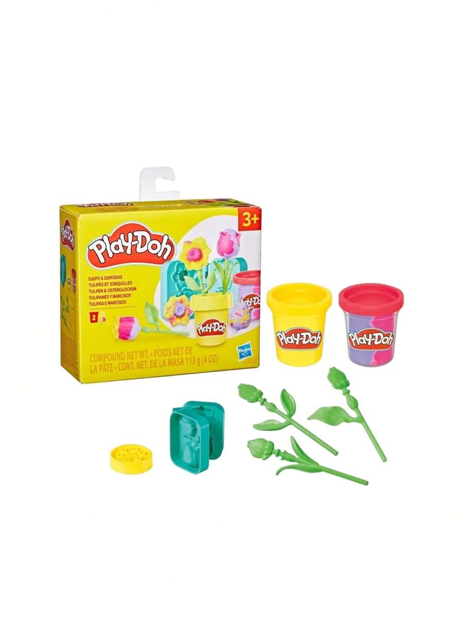 PLAY-DOH طقم زهور التوليب والنرجس من بلاي-دو للأعمار 3+ لاعب واحد G2476 - متعدد الألوان - مشاهدة 1