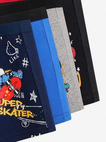 8pcs/Pack Boys' Colorful Video Game, Skateboard, Smiling Face Printed Boxer Briefs - Multicolor - View 4