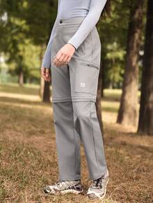 SHEIN In My Nature بنطلون خارجي للنساء بلون أحادي قابل للفصل - رمادي - مشاهدة 6