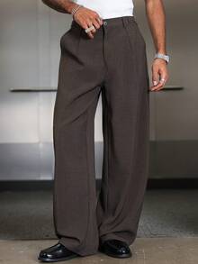PAVTROS 男士休闲百搭纯色裤 - 咖啡棕 - 查看 7