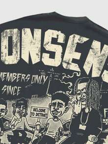 ROMWE MEN Street Life Áo thun nam tay cánh dơi phong cách đường phố, thích hợp mặc hàng ngày, mùa xuân/hè. - Xám - Xem 4