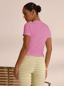 MUSERA 修身太阳图案婴儿T恤，春假波西米亚风伊比沙岛优雅海滩可爱返校季优雅夏季假期 - 粉色 - 查看 3