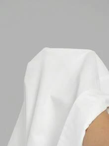 SHEIN MOD 女款優雅白色夏季襯衫，休閒純色收腰長袖上衣，商務職場上衣，茶會，春季，90年代，綁帶襯衫，畢業季 - 白色 - 查看 11