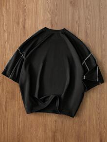 TOKVUE 男士基础休闲T恤，3D图案设计，适合日常穿着、外出、上学、聚会、音乐节等场合。 - 黑色 - 查看 2