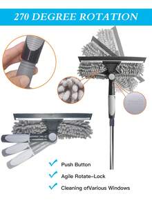 2-In-1 High-Rise Window Cleaning Kit With 10 Extension Rods For High-Rise Glass Wipe And Scraper, Reusable Microfiber Pad, No Power Required, Machine Washable, Ideal Mother's Day Gift - Multicolor - View 5