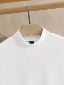 Mainfolk Men's Solid Color Short Sleeve Knit Casual Stand Collar T-Shirt Plain Tees Plain T Shirts Short Sleeve T Shirts Mock Neck T Shirts - Multicolor - View 4