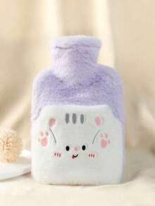 POKOJA LAND Winter Plush Hot Water Bag Cartoon Design Thickened PVC Warm Bottle Removable Cover Cold Weather Aid(The Color Of The Expression Accessories Is Random.) - Multicolor - View 9