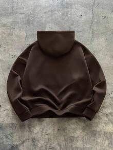 AXEPEAK Men's Knitted Casual Loose Fit Long Sleeve Hoodie - Brown - View 2