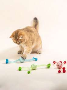 PETSIN 1 Piece Pet Net Management Rope Cat Toy, Pet Self-Entertainment Toy, Cat Teasing Toy, Pet Bite-Resistant Tooth Grinding Toy, Pet - Multicolor - View 2