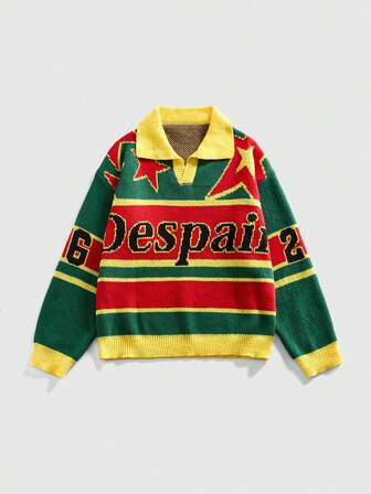 Jersey de punto jacquard para hombre, corte holgado