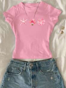 Veykashi 3pcs/Set Women Floral Print Crew Neck Casual Fitted Long Sleeve T-Shirt Set, Light Blue, Light Pink, White, Suitable For Summer - Multicolor - View 4