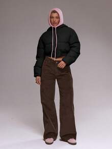 MUSERA Bow Detail Cropped Puffer Jacket Winter Cute Casual Cosy Cherry Lacquer Spring - Black - View 5