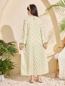 SHEIN Tween Girl Beige Delicate Ditsy Floral Dignified Dress - Beige - View 2
