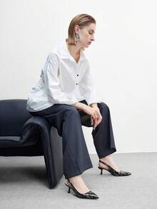 CUCCOO BIZCHIC 女士尖头搭扣设计时尚高跟鞋，适合日常穿着 - 黑色 - 查看 5