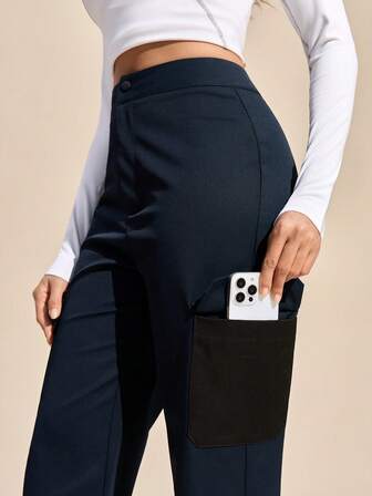 Exploreva Calça feminina de cintura alta para caminhadas, com bolsos.